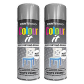 2X Paint Factory Auto White Primer Spray 250ml Spray Paint